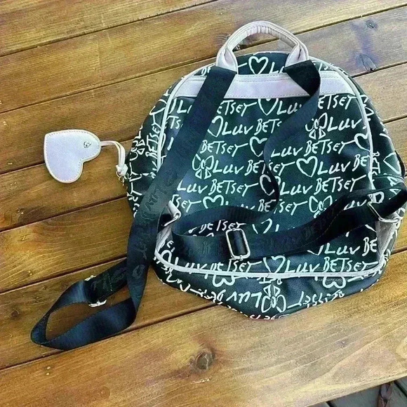 Betsy Johnson Pink and Black Back Pack - Picture 2 of 5